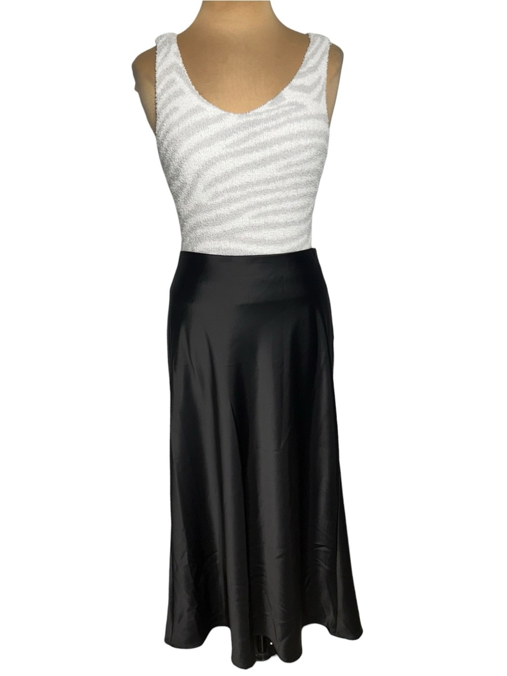 Rachel Zoe Black Satin Maxi Slip Skirt Size 12 90s Minimalist Bias Cut - Picture 2 of 7